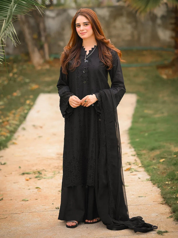 3Pc Unstitched Chikankari Embroidered Lawn Suit (CK025)