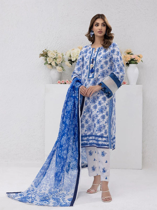 3pc Printed Lawn Silk Suit