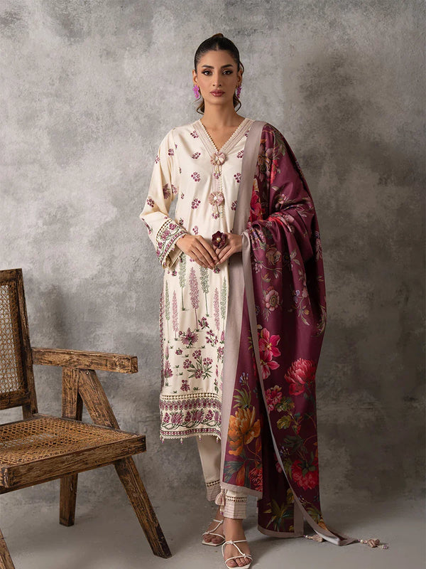 EMBROIDERED LUXURY COTTEL UNSTITCHED 3PCS