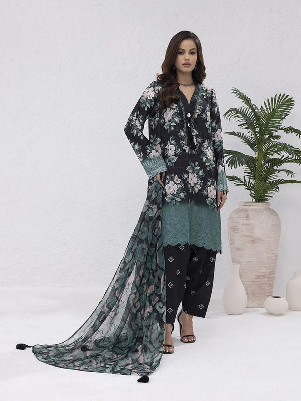 UNSTITCHED 3PCS PRINTKARI EMBROIDERED SUIT