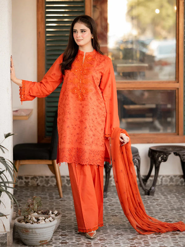 CHIKANKARI EMBROIDERED LAWN 3PC SUIT