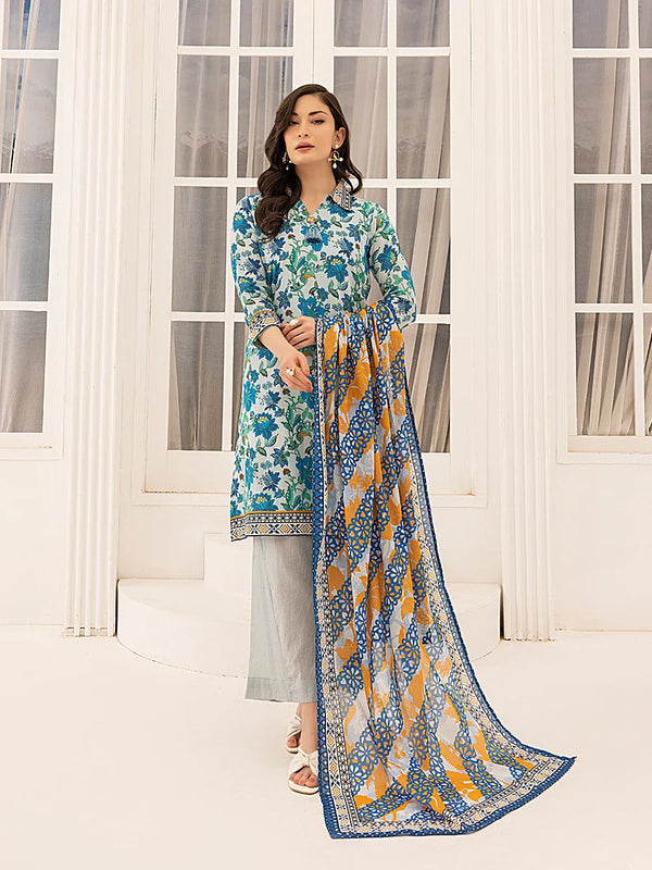 3PC Unstitched Printed Lawn Suit