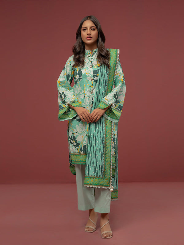 3pc Unstitched - Printed Cambric Suit