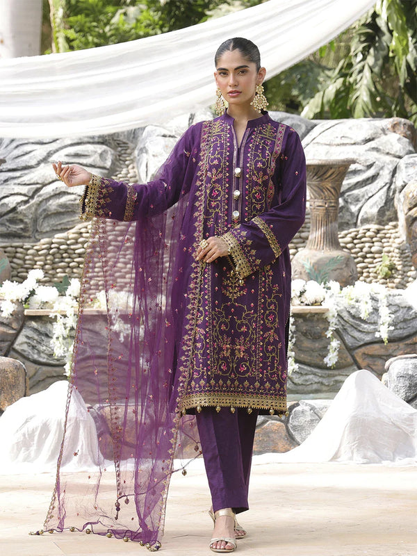 REGALIA 3PC EMBROIDERED LUXURY CAMBRIC SUIT