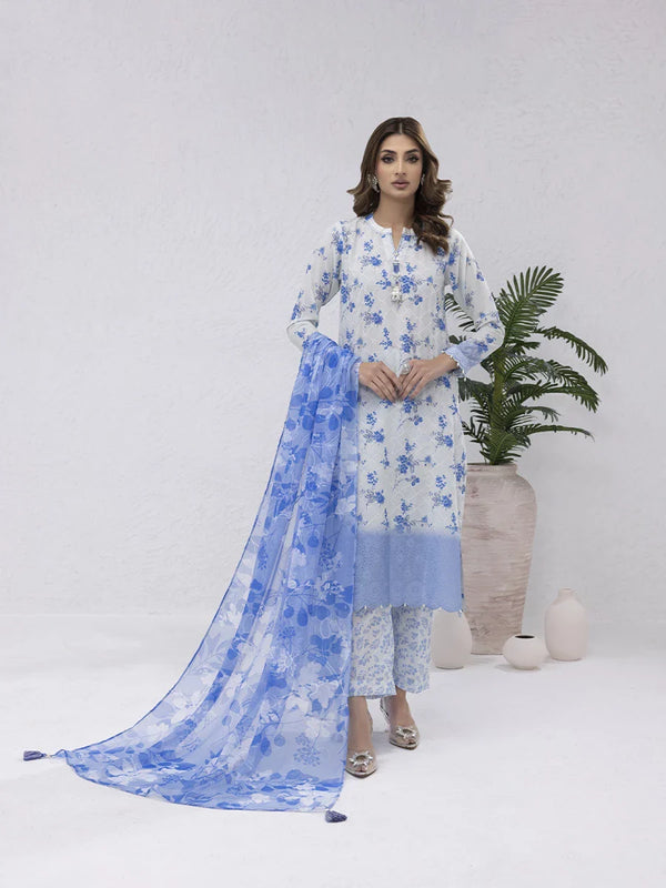 UNSTITCHED 3PCS PRINTKARI EMBROIDERED SUIT