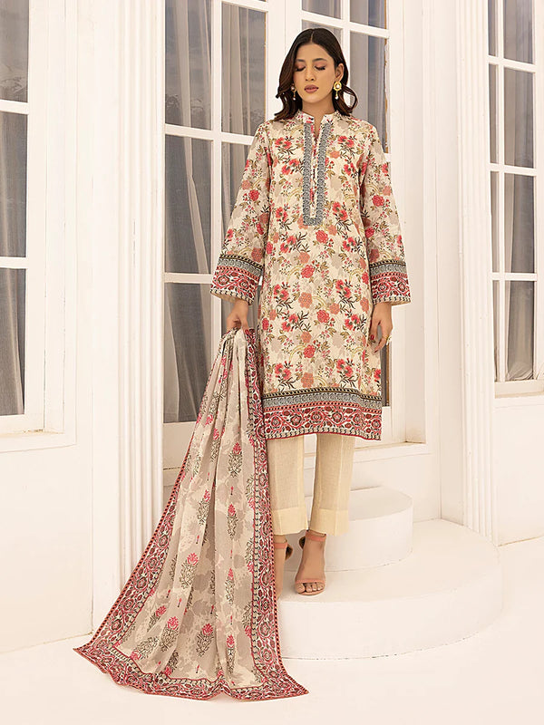 3PC Unstitched Printed Lawn Suit