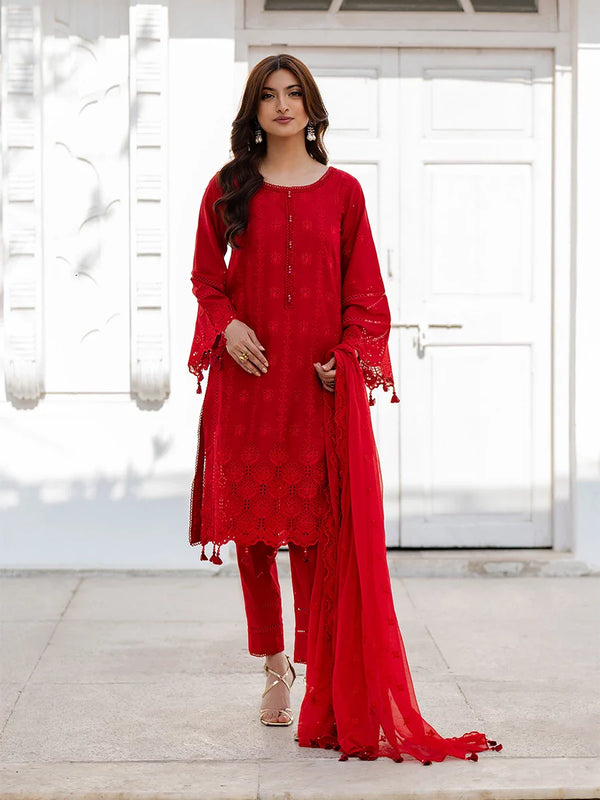 3Pc Unstitched Chikankari Embroidered Lawn Suit (CK028)