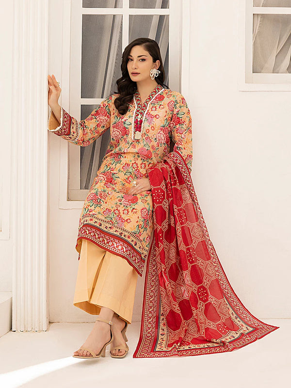 3PC Unstitched Printed Lawn Suit