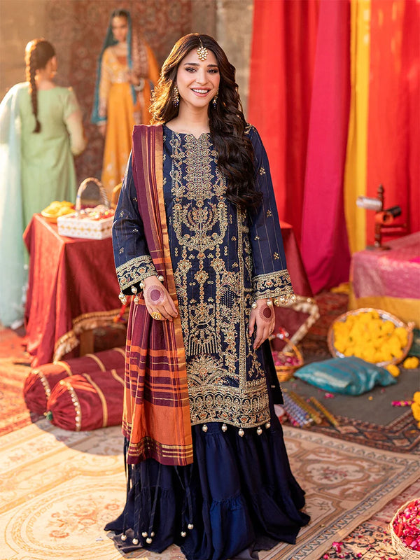 3Pc  Festive Embroidered Suit (No023)