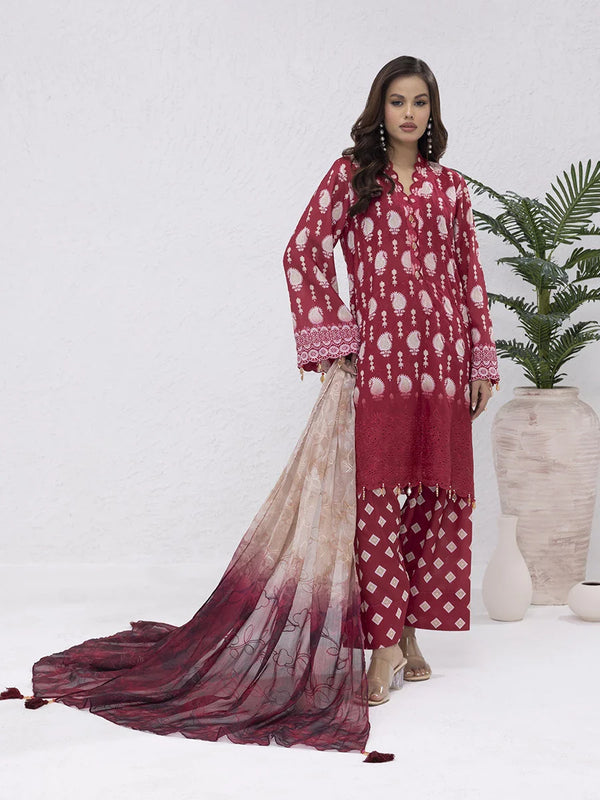 UNSTITCHED 3PCS PRINTKARI EMBROIDERED SUIT