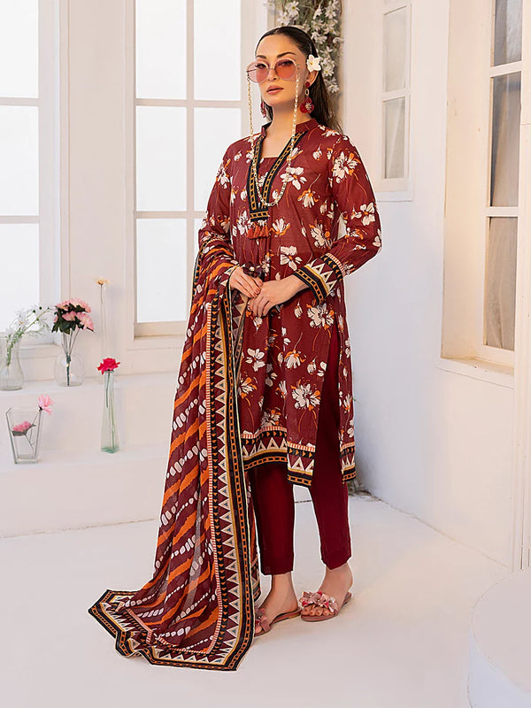3PC Unstitched Printed Lawn Suit