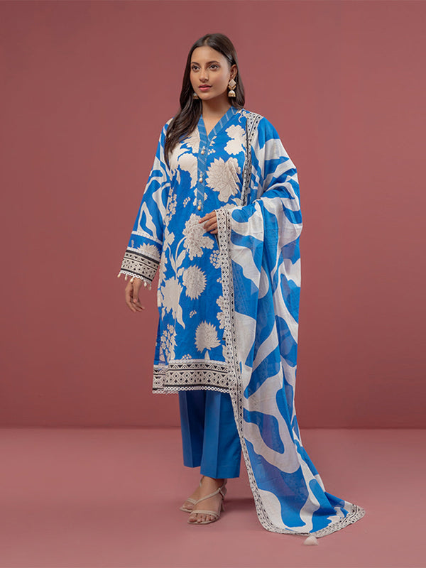 3pc Unstitched - Printed Cambric Suit