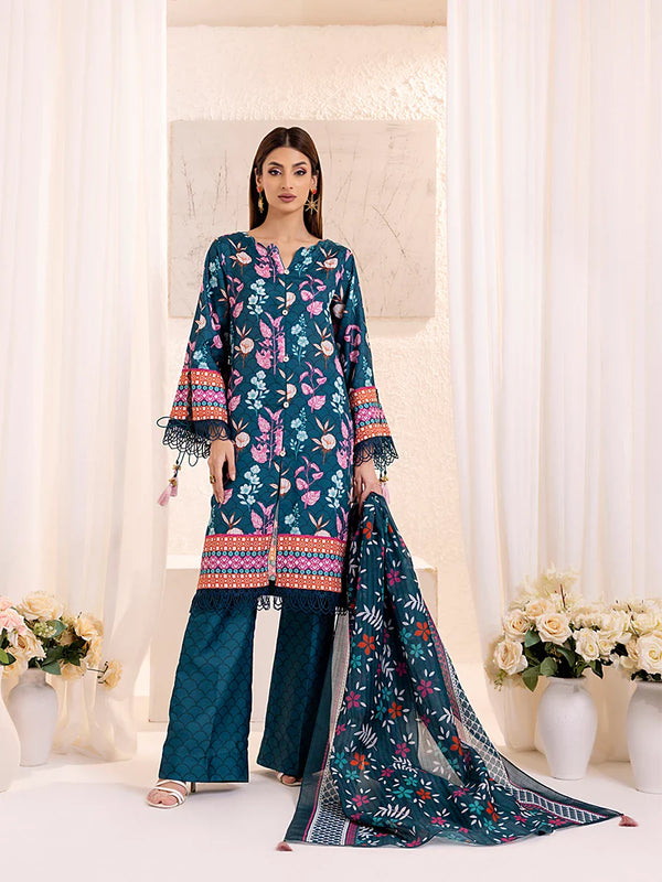 3PC PRINTED LAWN SILK SUIT