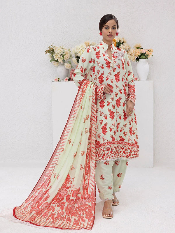 3pc Printed Lawn Silk Suit