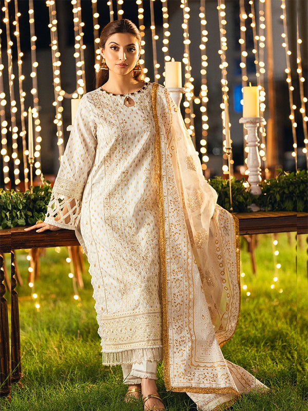 3PC Unstitched Luxury Lawn Embroidered Suit