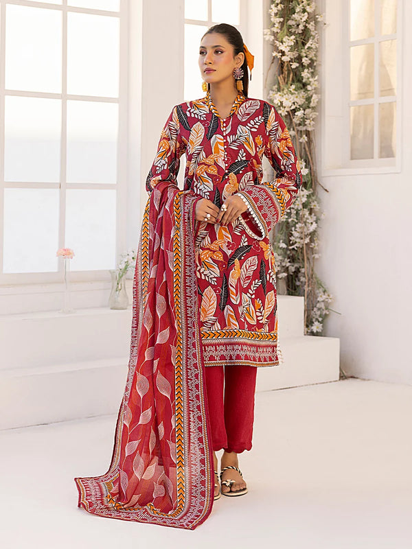 3PC Unstitched Printed Lawn Suit