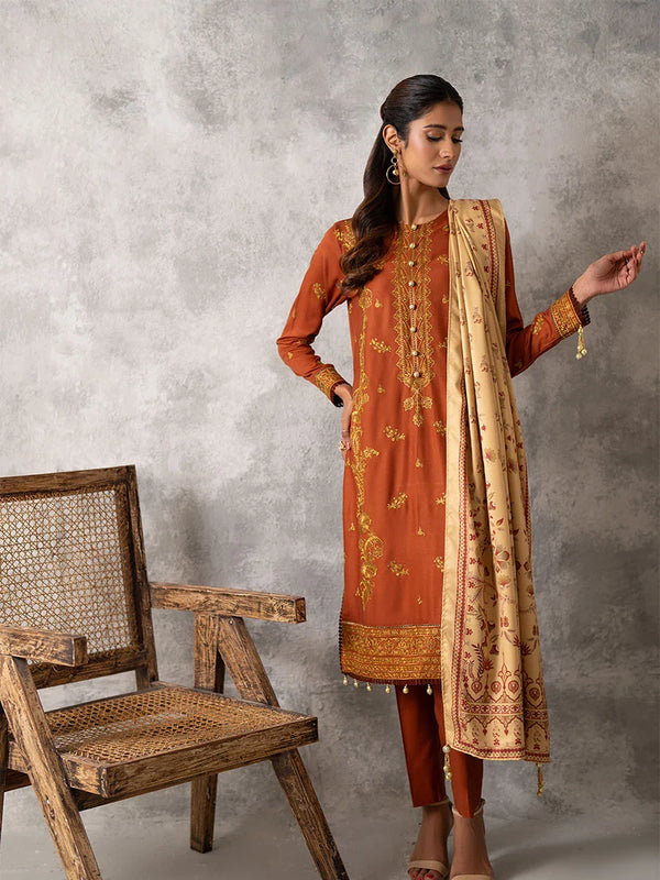 EMBROIDERED LUXURY COTTEL UNSTITCHED 3PCS