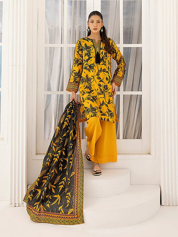 3PC Unstitched Printed Lawn Suit