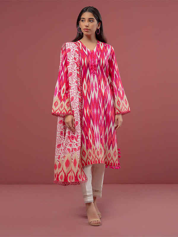 3pc Unstitched - Printed Cambric Suit