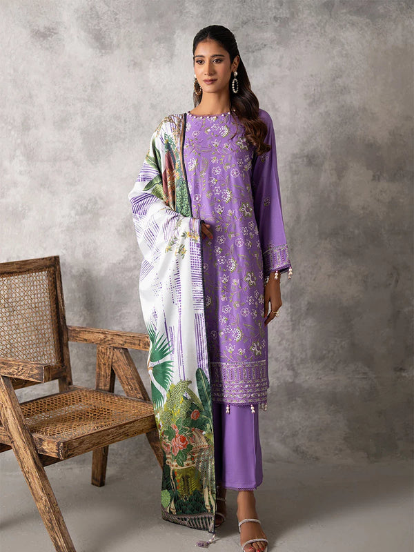 EMBROIDERED LUXURY COTTEL UNSTITCHED 3PCS