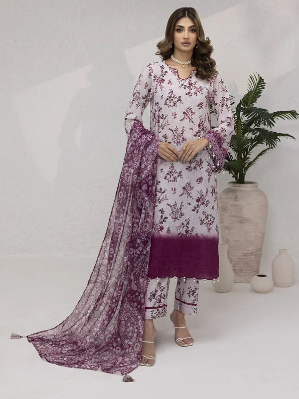 UNSTITCHED 3PCS PRINTKARI EMBROIDERED SUIT