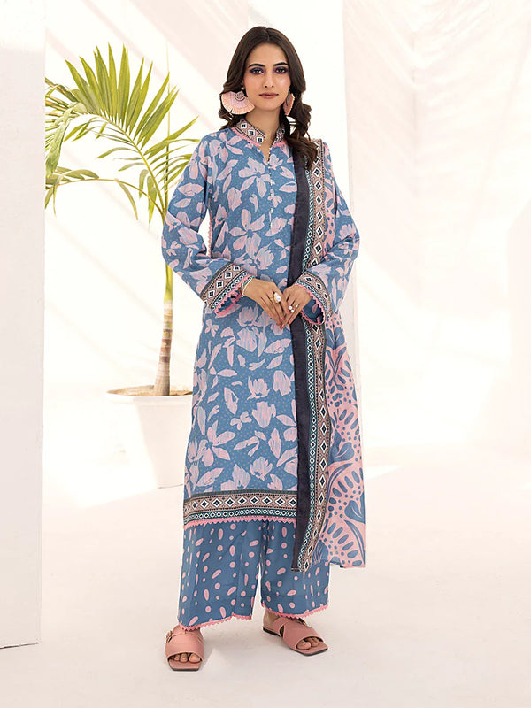 3PC Printed Lawn Silk Suit