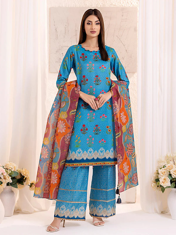 3PC PRINTED LAWN SILK SUIT
