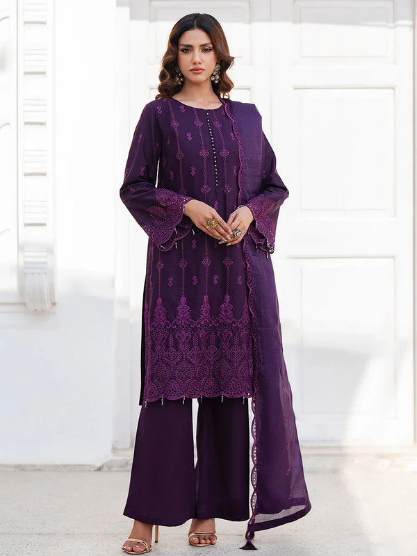 3Pc Unstitched Chikankari Embroidered Lawn Suit (CK032)