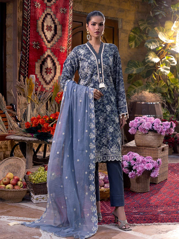 ECHO-EMBROIDERED LUXURY CAMBRIC UNSTITCHED 3PCS