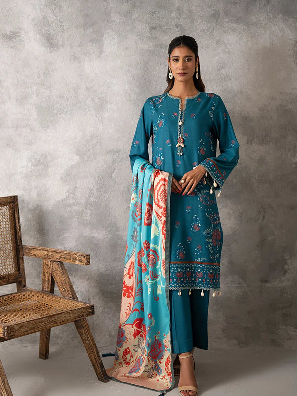 EMBROIDERED LUXURY COTTEL UNSTITCHED 3PCS