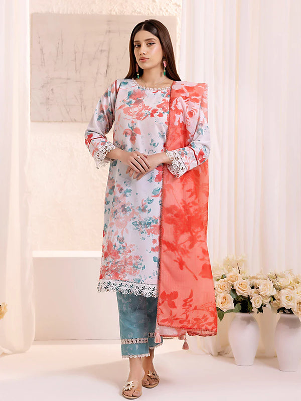 3PC  PRINTED LAWN SILK SUIT