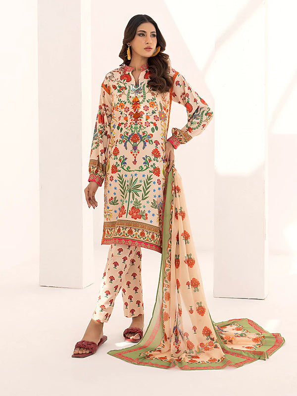 3PC Printed Lawn Silk Suit