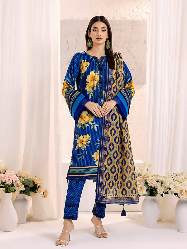 3PC PRINTED LAWN SILK SUIT