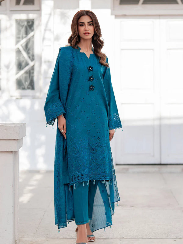 3Pc Unstitched Chikankari Embroidered Lawn Suit (CK034)