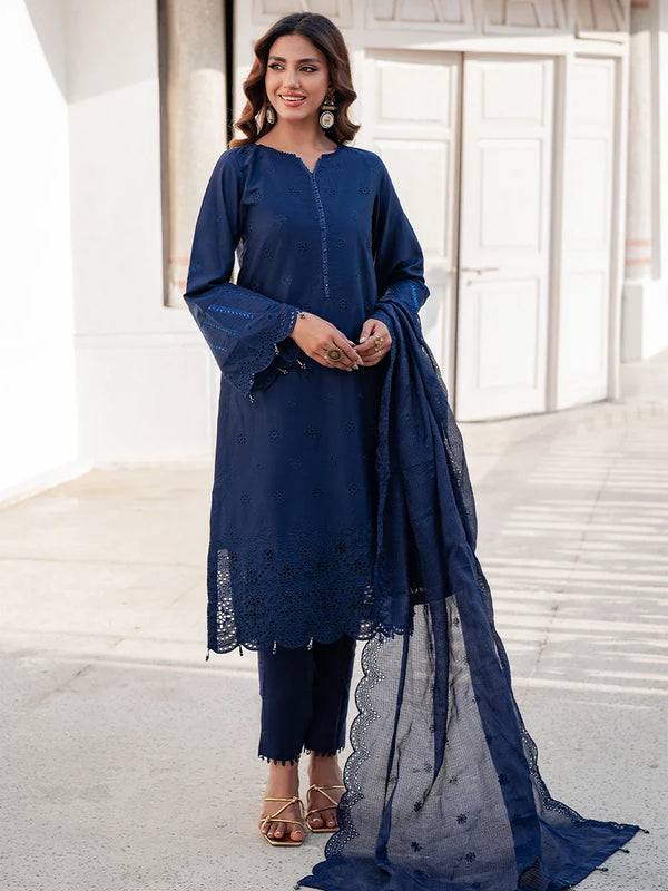 3Pc Unstitched Chikankari Embroidered Lawn Suit (CK035)