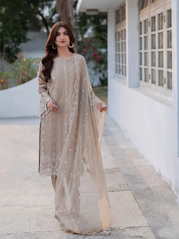 3Pc Unstitched Chikankari Embroidered Lawn Suit (CK036)