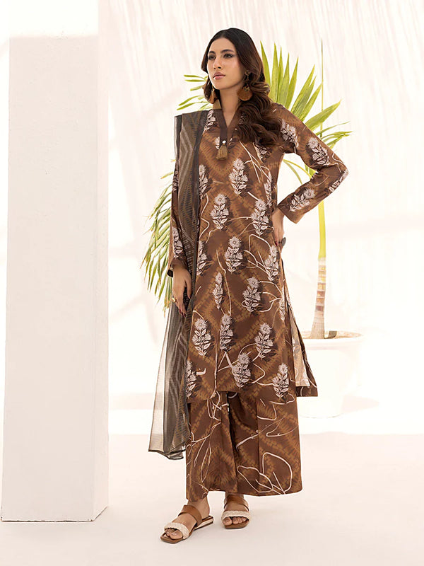 3PC PRINTED LAWN SILK SUIT