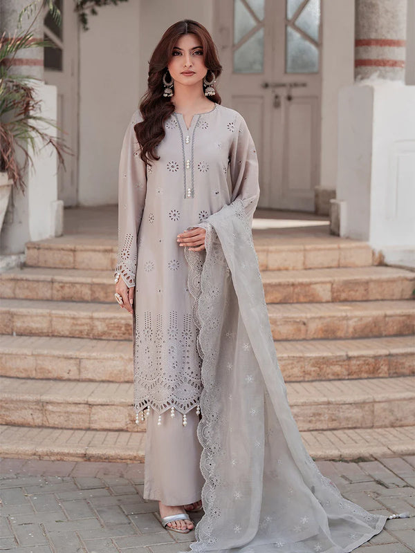 3Pc Unstitched Chikankari Embroidered Lawn Suit (CK038)