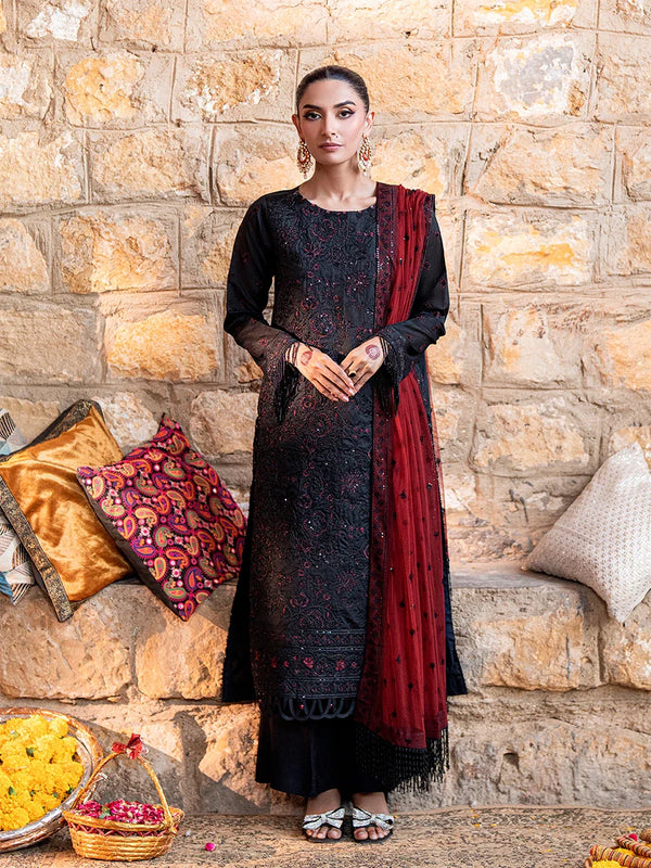 3Pc  Festive Embroidered Suit (No017)