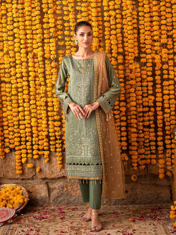 3Pc  Festive Embroidered Suit (No022)