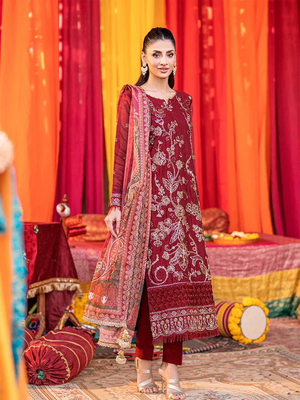 3Pc  Festive Embroidered Suit (No036)