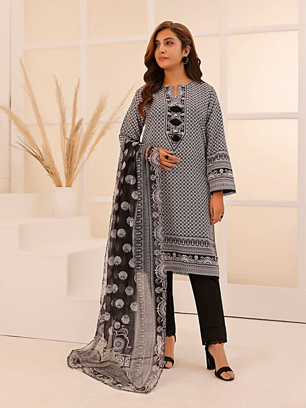 3PC Stitched Printed Raw Silk Dress