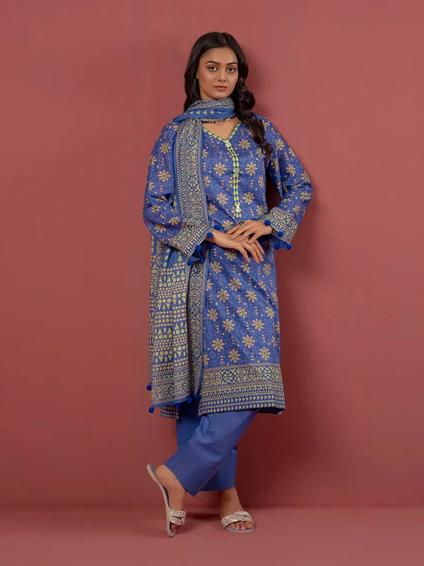 3pc Unstitched - Printed Cambric Suit