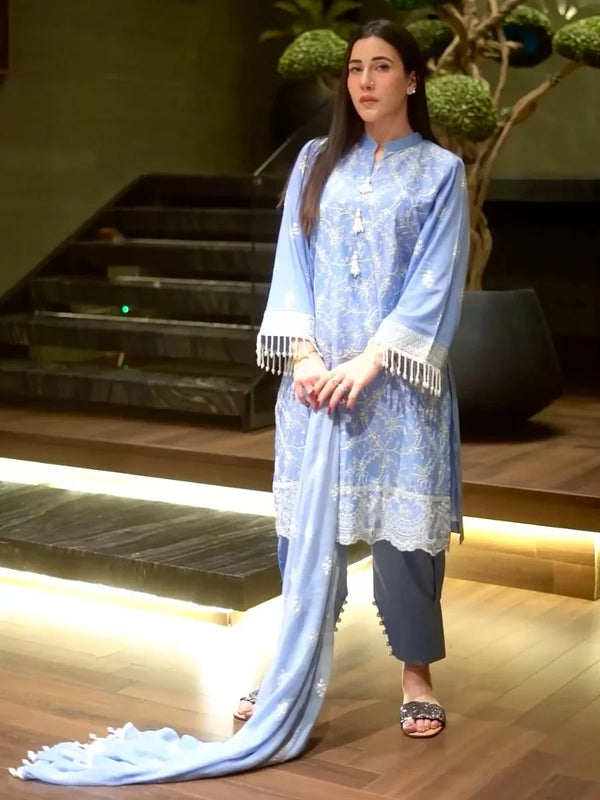 EMBROIDERED LUXURY LAWN UNSTITCHED 3PCS SUIT