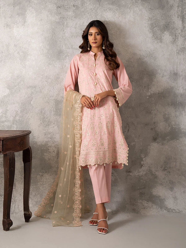 3PC CHIKANKARI EMBROIDERED LAWN SUIT
