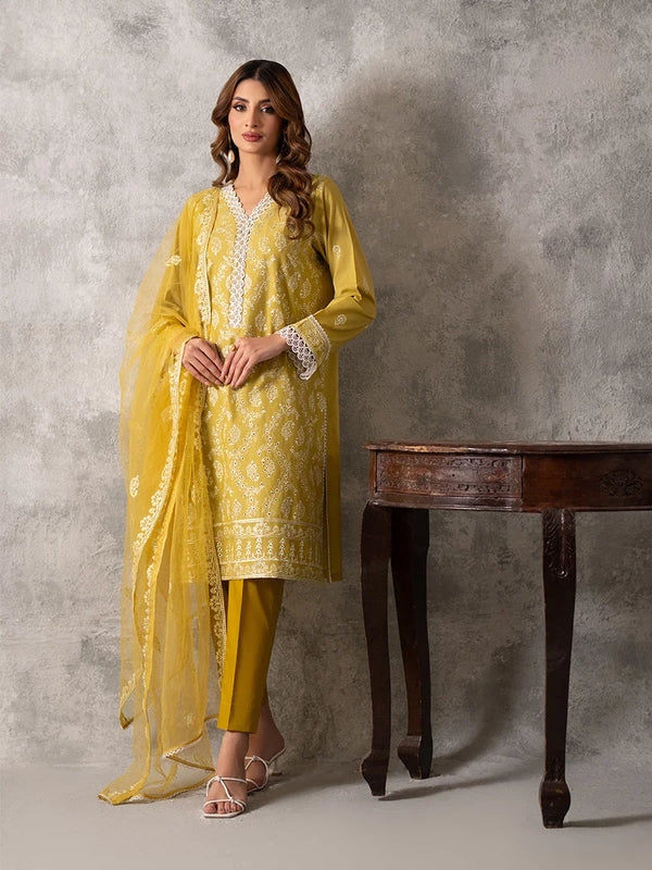 3PC CHIKANKARI EMBROIDERED LAWN SUIT