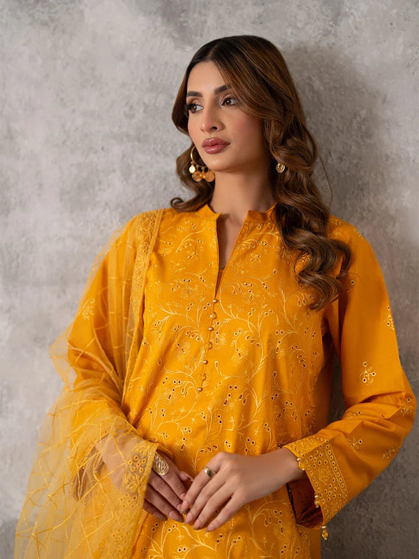 3PC CHIKANKARI EMBROIDERED LAWN SUIT