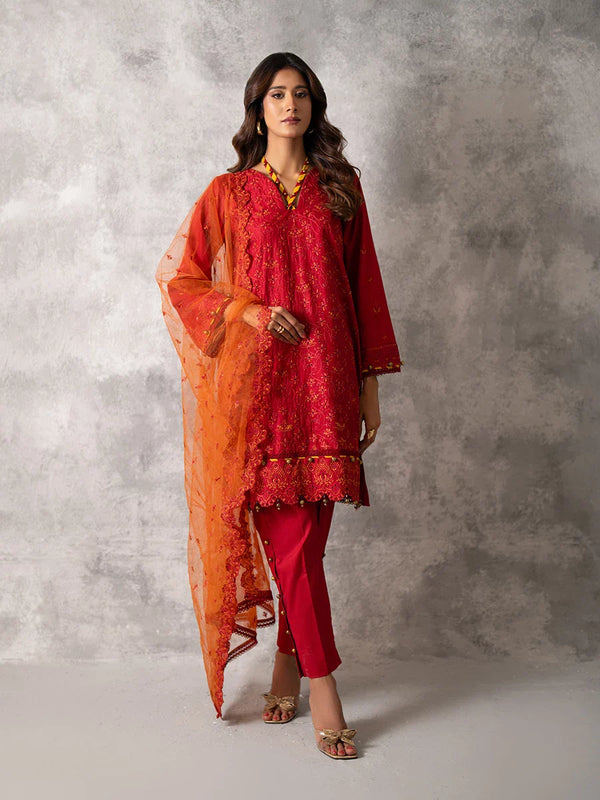 3PC CHIKANKARI EMBROIDERED LAWN SUIT