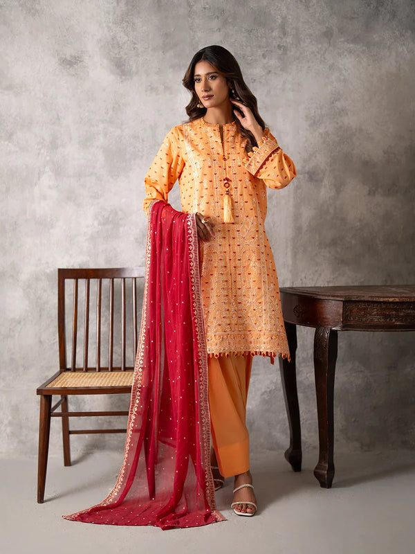 EMBROIDERED LUXURY LAWN UNSTITCHED 3PCS SUIT