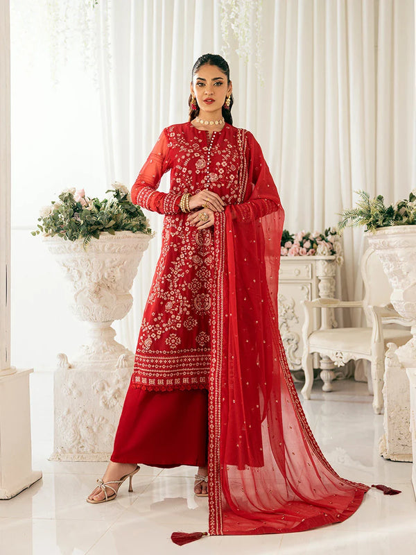 3PC Chiffon Embroidered Suit